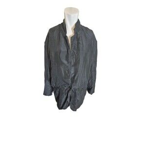 Sarah Taylor Vintage 90s Silk Jacket Blazer Charmeuse Black Oversized Sz S-M